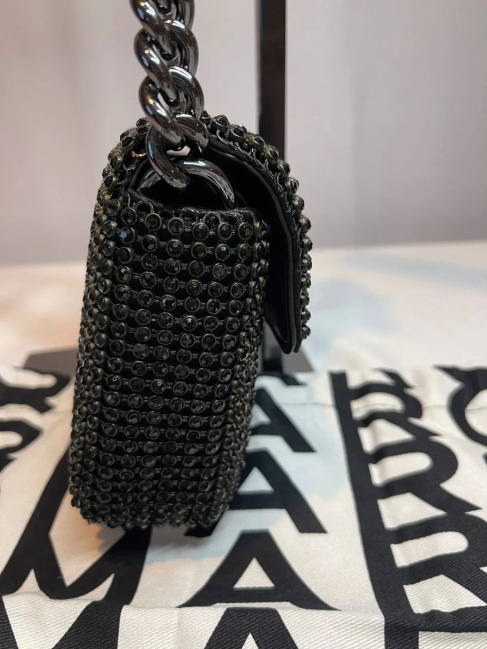 Marc Jacobs The Rhinestone J Marc Mini Shoulder Bag Black - Picture 6 of 13